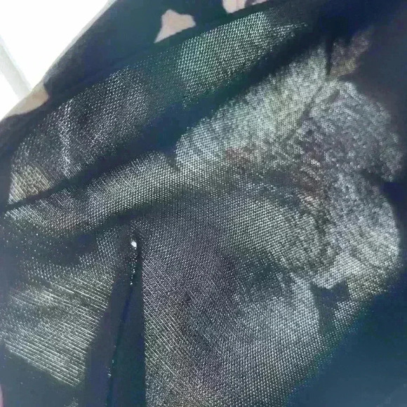 Black satin slip floral graphic print babydoll sun dress crisscross tied straps - Picture 5 of 5